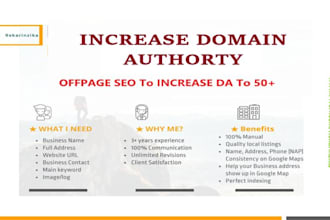 do offpage SEO to increase domain authority da to 50