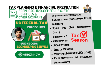 prep federal taxes and create financials