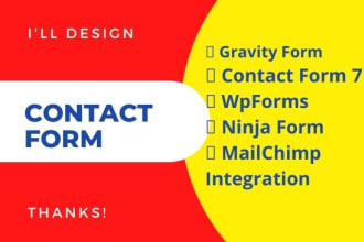 install design customize wordpress  gravity form ninja form contact form wpforms