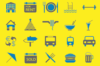 design custom vector line icon set
