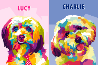 draw your pet photo into an amazing wpap art style