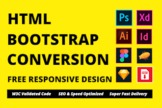 convert psd to html responsive bootstrap 4