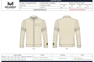 do tech pack design for sportswear tshirt and fashion design