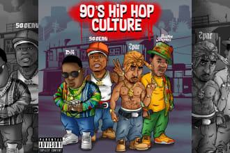 draw rapper illustration, hip hop album cover, poster