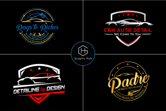 do automotive auto detailing and car wash logo design