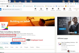 capture data from linkedin company HQ industry and more