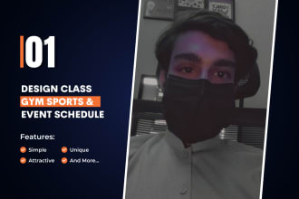 design class, gym, sports and event schedule