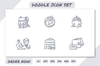 design doodle icon set for app and website