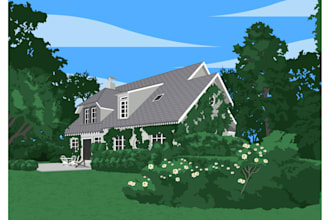 draw minimalist illustration house or building