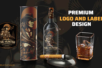 premium logo and label design for wine, beer, whiskey, vodka, liquor and cigars