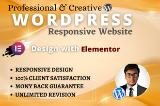 create a clean and modern, responsive wordpress website design with elementor