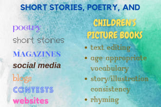 edit short stories poetry childrens book text