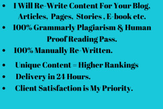 rewrite any content to be professional for plagiarism free