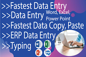 do data entry, copy paste, word, excel, ppt expert