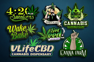 do modern cannabis, marijuana, weed, and hemp logo design