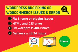 fix wordpress bugs, errors and woocommerce issues immediately
