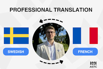 translate and proofread your texts from french to swedish