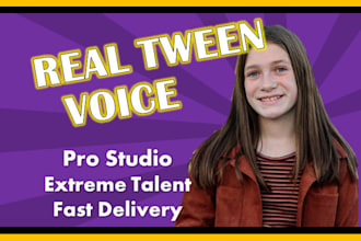 record a professional, american tween girl kid voice over