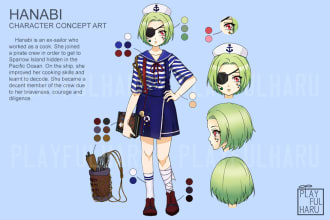 create a dnd, anime, manga character design reference sheet