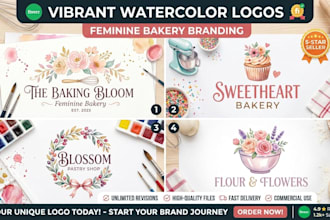 create a watercolor logo for bakery brands