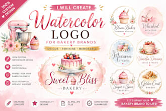 create a watercolor logo for bakery brands