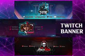 create custom banner design  for kick, twitch, youtube, facebook, twitter