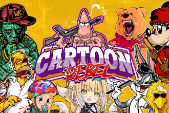 create graphic tshirt with  rebel character cartoon style