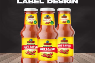 bottle label design, sauce label design, product label design
