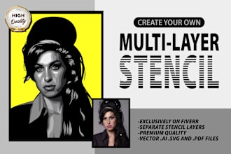 design multi layer stencil vector portrait art