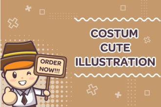 make cute kawaii illustrations for you