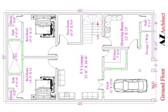 make 2d building drawing house planing and front elevation plan in auto cad