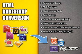convert xd,figma,sketch,jpg,PSD to HTML responsive design