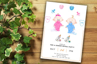 design cute baby gender reveal invitations