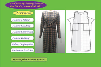create digital clothing sewing pattern and grading