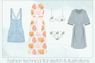 do fashion illustrations technical flat drawings