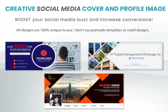 design a creative facebook, twitter, linkedin cover and profile image combo