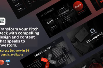 write and design a complete investor ready pitch deck presentation