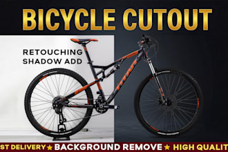 do bicycle image cutout and background removal with manual clipping path