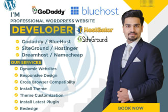 design wordpress website on godaddy, siteground, hostinger ,bluehost