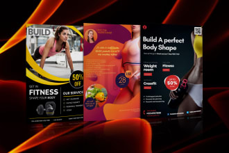 design gym, spa, yoga, fitness, personal trainer flyer