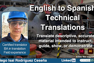 translate technical manuals and papers from english to spanish