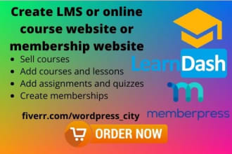 create lms website, online course website or membership website using wordpress