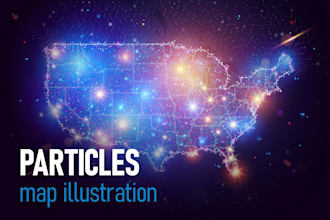 draw a map made of neon particles