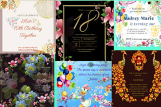 design invitation cards for birthday   wedding etc as you need