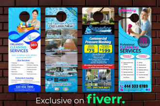 do professional cleaning service door hanger, postcard, flyer, brochure in 24hrs
