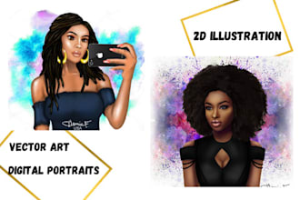 draw 2d illustrations or digital portraits for you
