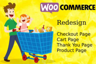 redesign woocommerce checkout, cart, thank you page