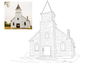 create a line art illustration of your portrait or venue