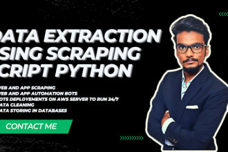 do data extraction and scraping from web and android app using python scripts