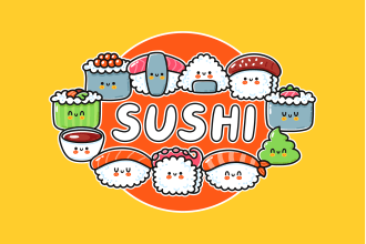 design your cute kawaii logo and tshirt mock up design